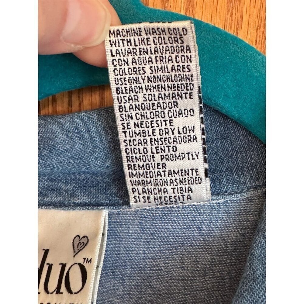Duo Maternity Button Up Shirt Blue Collared Short Sleeve L - Picture 4 of 4